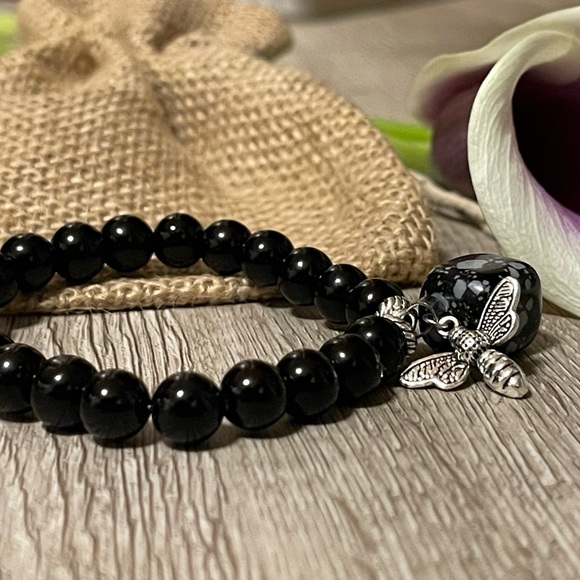 Dragonfly with Natural stone Beads Bracelet 🍃will arrive in jewelry pouch. - Picture 1 of 5